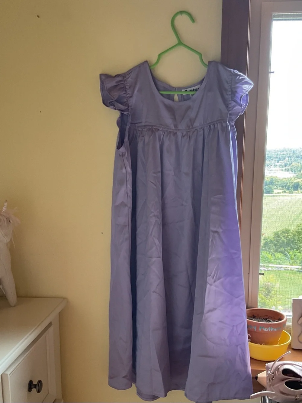 Girls Lavender Flutter-Sleeve Nightgown